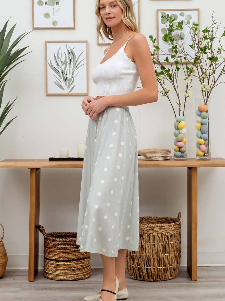 Blu Pepper - Wholesale Skirt – Women’s - POLKA DOT BUTTON DOWN MIDI SKIRT10