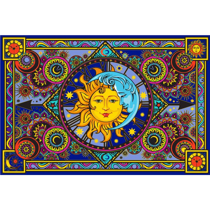 Benjamin International - Wholesale Tapestry/Textile - 3D Sun Moon Clock Tapestry