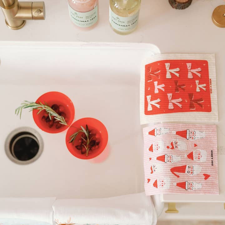 Doe A Deer - Wholesale Dishcloth - Many Faces Of Santa - Swedish Dishcloth3