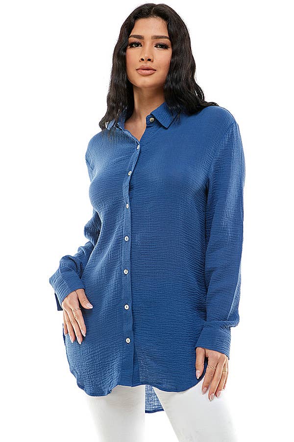 Veracci – wholesale Tröja med knappar – Dam – Dubbel gasväv Weekend Button-Down skjorta1