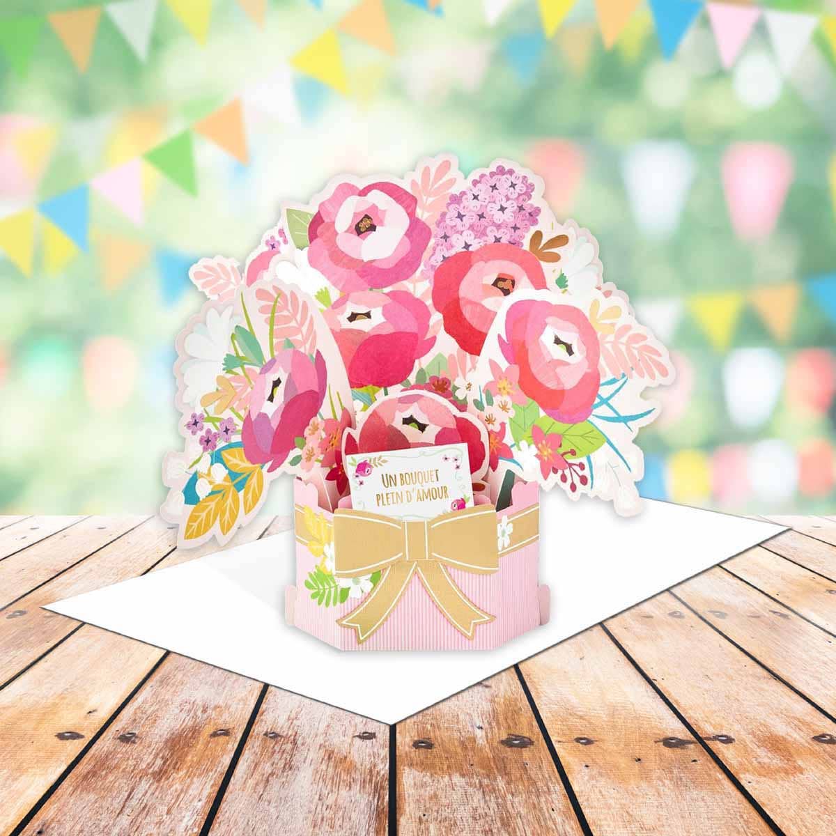 Draeger Paris - Wholesale Friendship Card - 3D Pop-Up Card - Peony Bouquet2