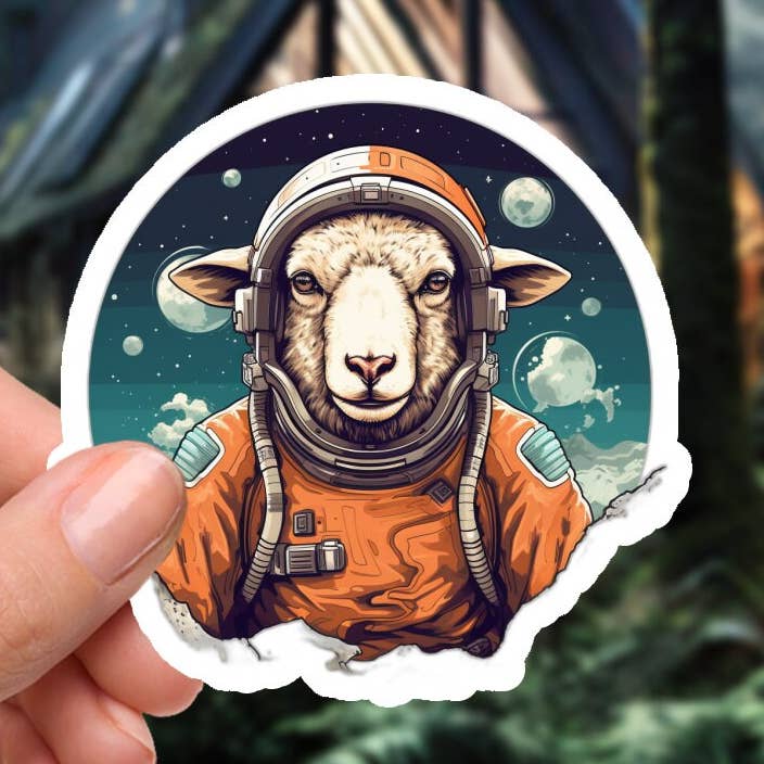 Space Sheep Explorer - 2 Inch Waterproof Vinyl Sticker for wholesale by Smartstead Homestead