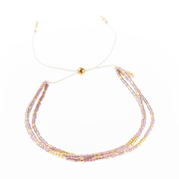 Wholesale Triple Strand Bracelet - Lavender/Gold for wholesale by Caryn Lawn