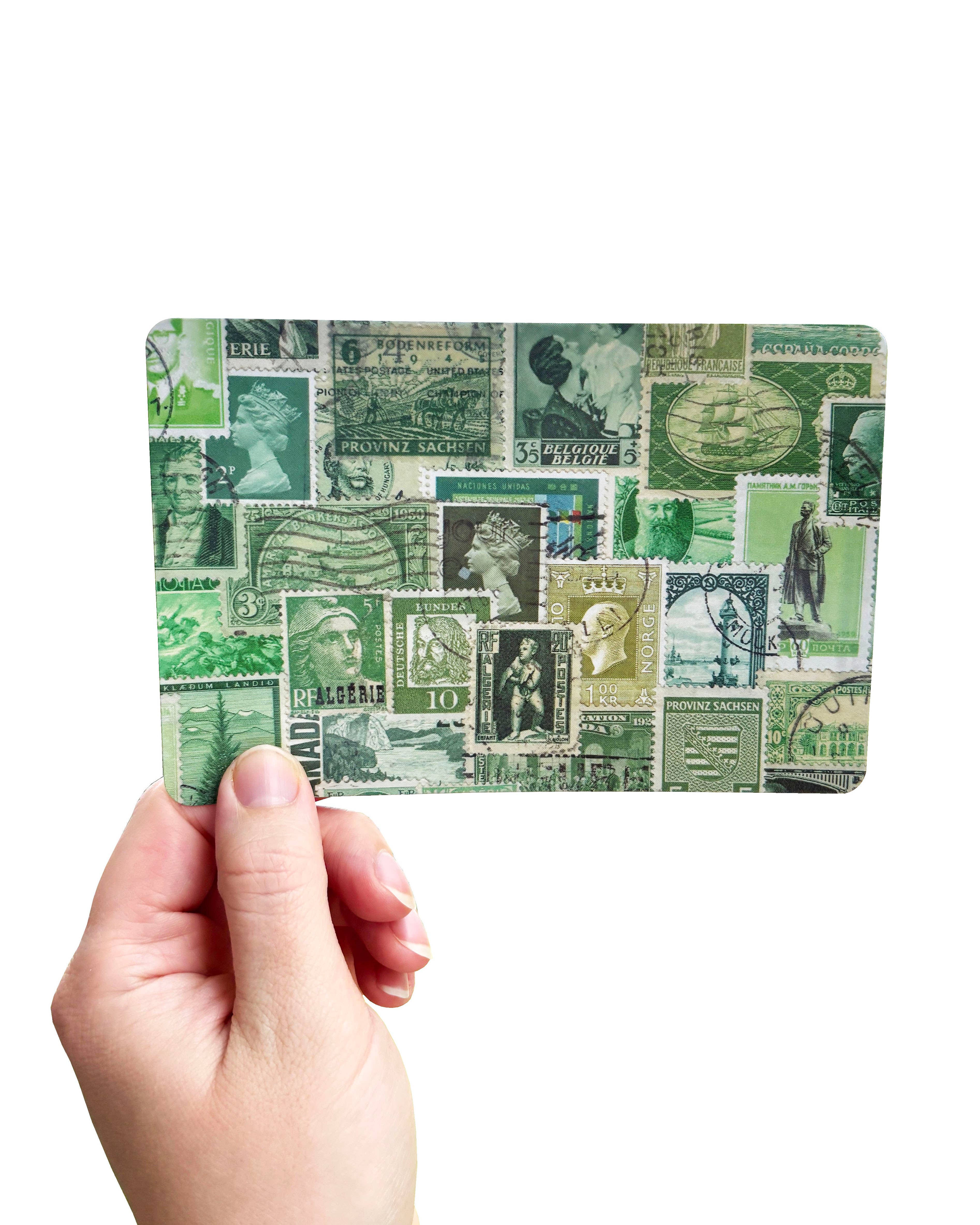 Jillian Kaye Art - Wholesale Postcard Set - Rainbow Vintage Postage Collage 4x6 Postcard Pack9