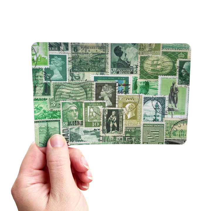 Jillian Kaye Art - Wholesale Postcard Set - Rainbow Vintage Postage Collage 4x6 Postcard Pack9