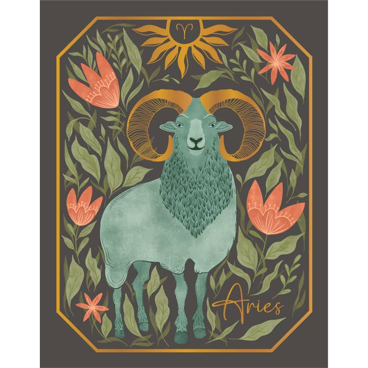 Amicreative - Wholesale Birthday Card - The Ares Zodiac Garden Gold Foil Greeting Card