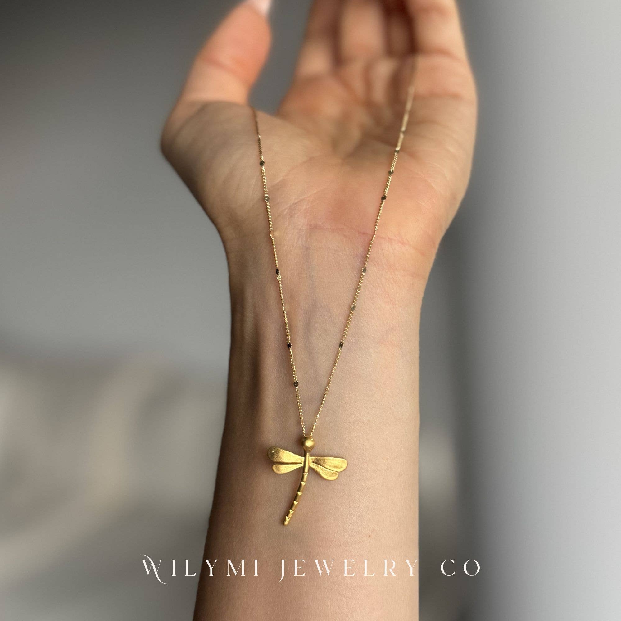 WILYMI Jewelry Co - Wholesale Pendant/Charm Necklace - Mini Dragonfly Necklace | Gold Filled | Sparkling 9