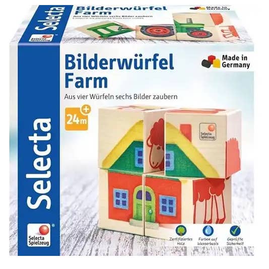KIDDY-MOOV - Wholesale Wood Toy - Kids - Selecta - Farm Cubes 12.5x14cm (Language: German)0