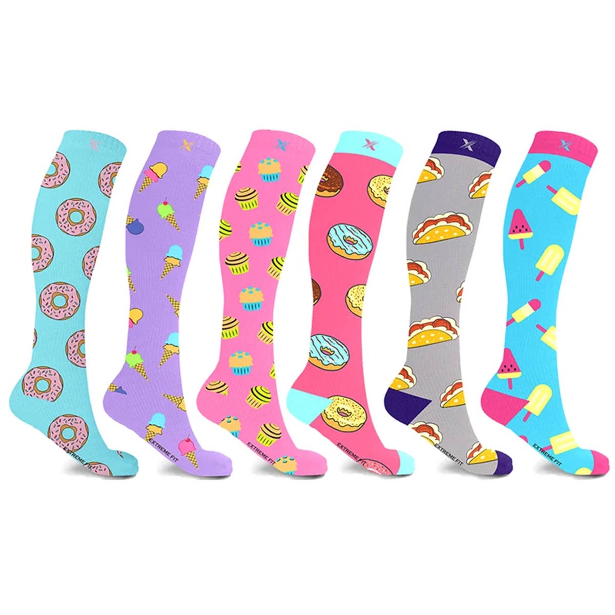 Extreme Fit Wholesale – wholesale Socks – Unisex – NOVELTY COLLECTION COMPRESSION SOCKS - 6 ASST STYLES0