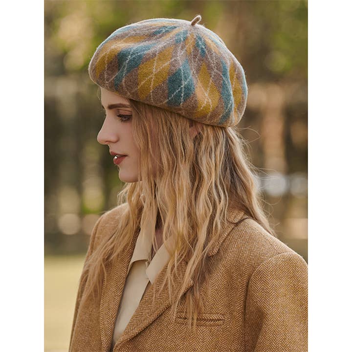 StyleGalX - Wholesale Beret - Women's - Vintage Wool Contrast Color Beret Hat11
