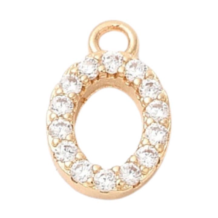 18k Gold Plated Brass Rhinestone Number Charm for wholesale by Love, Paige Designs