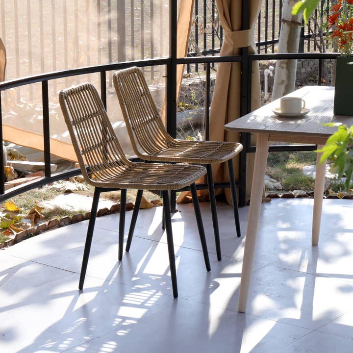 BANGKOK Set of 4 Metal and Rattan Dining Chairs for wholesale by Nordlys