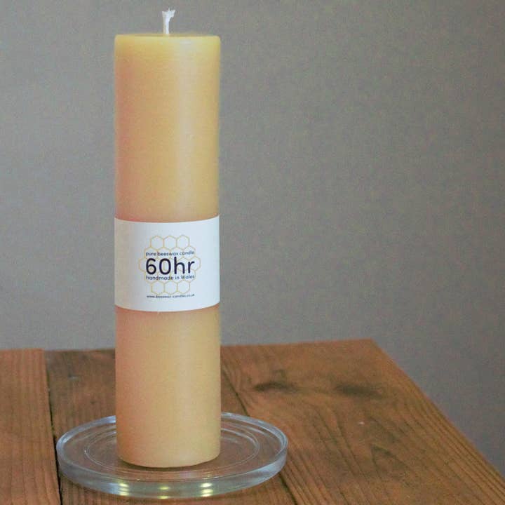 60 hour burning time pure beeswax pillar candle for wholesale by Fantasy Candles