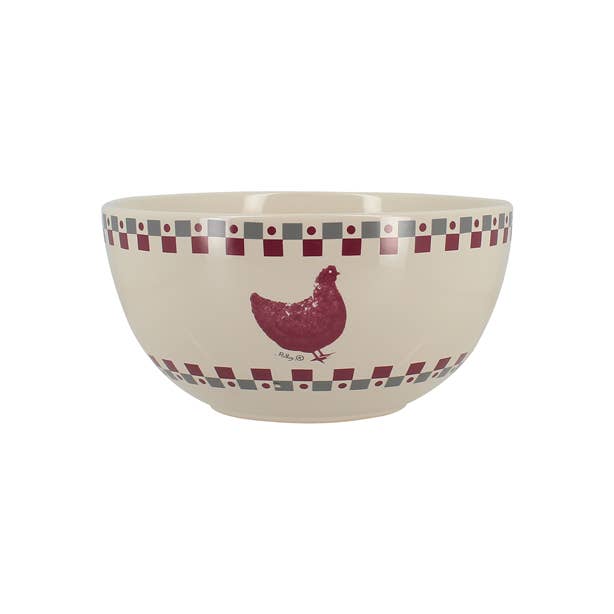 Novastyl - Wholesale Bowl - Gray and red stoneware chicken bowl 55cl0