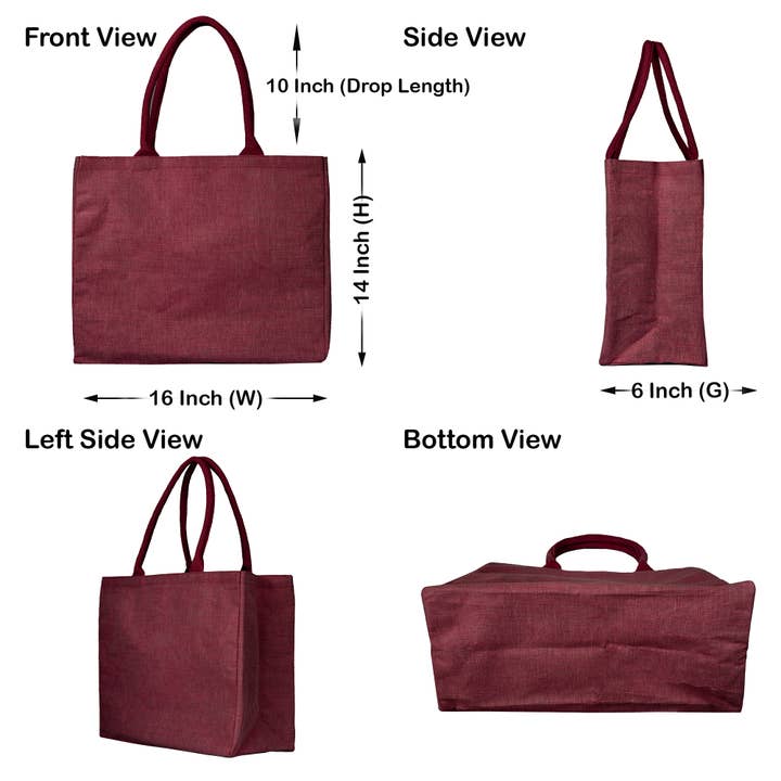 ecojutebags - Wholesale Grocery/shopping bag - Ecojute Juco Tote Bags – 4-Pack Durable 14"x16"x6"2