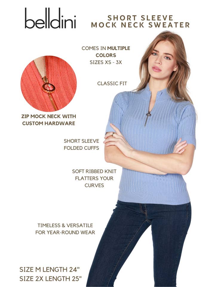 Belldini - Wholesale Knit Top - Women's - Women's Zipper Polo with Mock Collar25