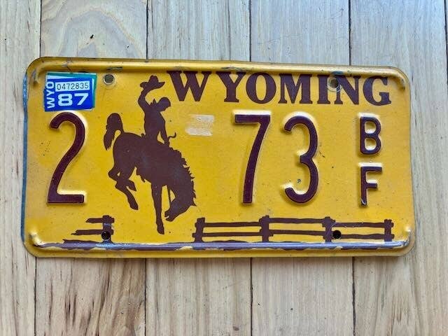 Plaque d'immatriculation du Wyoming de 1987 pour la vente par RusticPlates