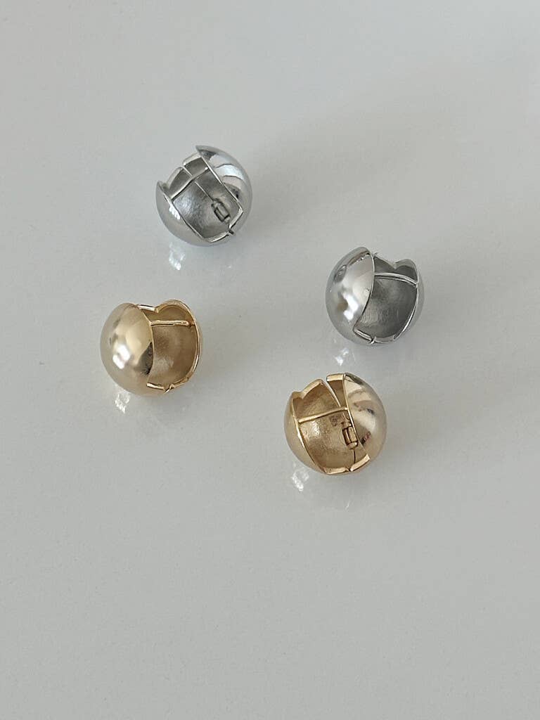 MOND HAUS - Wholesale Huggie Earrings - Anita Earrings | Puff Sphere Ball Snap Closure Huggie Hoop2