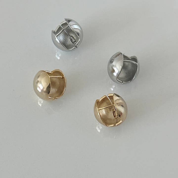 MOND HAUS - Wholesale Huggie Earrings - Anita Earrings | Puff Sphere Ball Snap Closure Huggie Hoop2