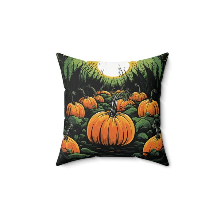 Halloween Pumkin Spun Polyester Square Pillow four sizes to pick from Halloween Cottage Decor Pumkin Patch Home Decor for wholesale by Outlaw Design Crafts and Gifts