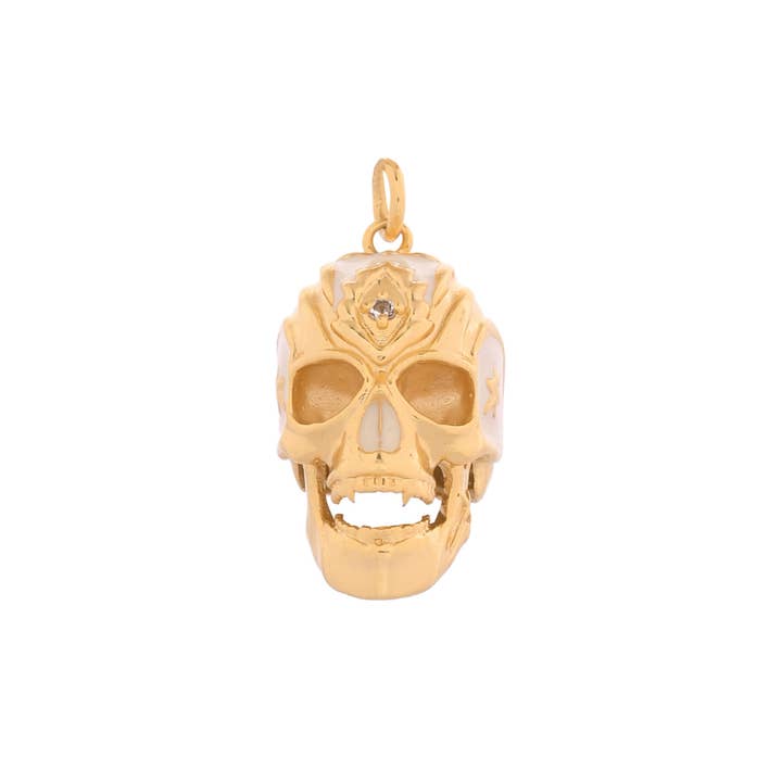 Gold Plated Topaz Skull Enamel Pendant,Rare Gift,Accessories for wholesale by Misteerious Seed