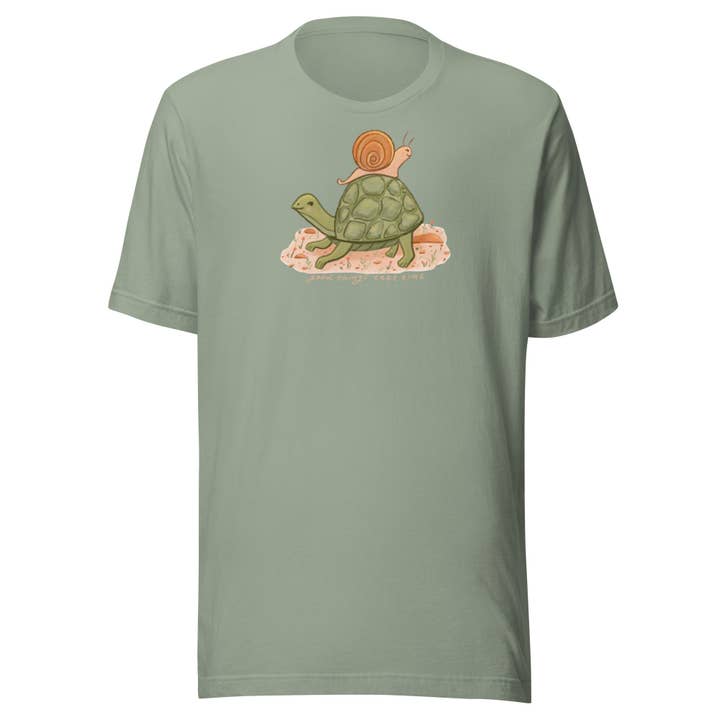 T-shirt Tortue et Escargot pour la vente par Painted Peony Art