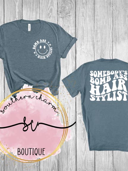 Hair Stylist Slate Tee for wholesale by Southern Charm Boutique