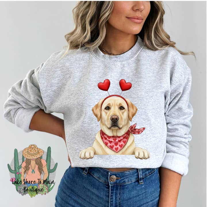 Cute Valentine's day sweatshirt - Valentine Labrador yellow for wholesale by Lake Shore To Main