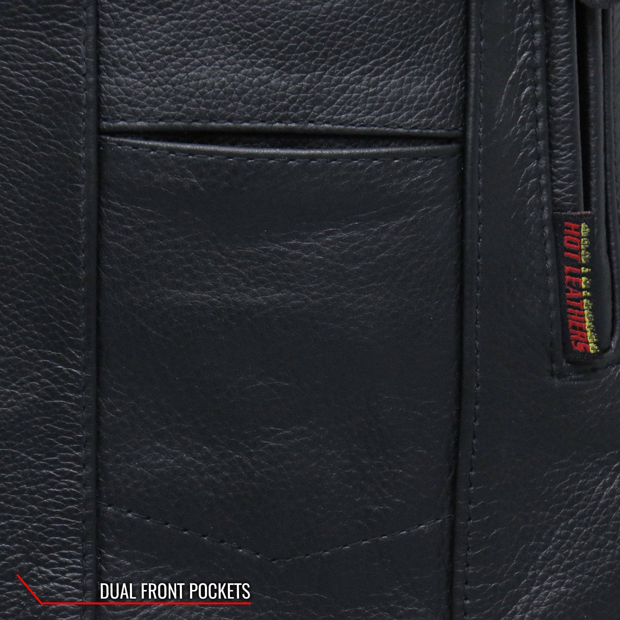 BLK Hot Leathers VSL1008 - Gilet da motociclista da donna, in pelle, con dieci tasche, colore nero in vendita all'ingrosso su Faire10