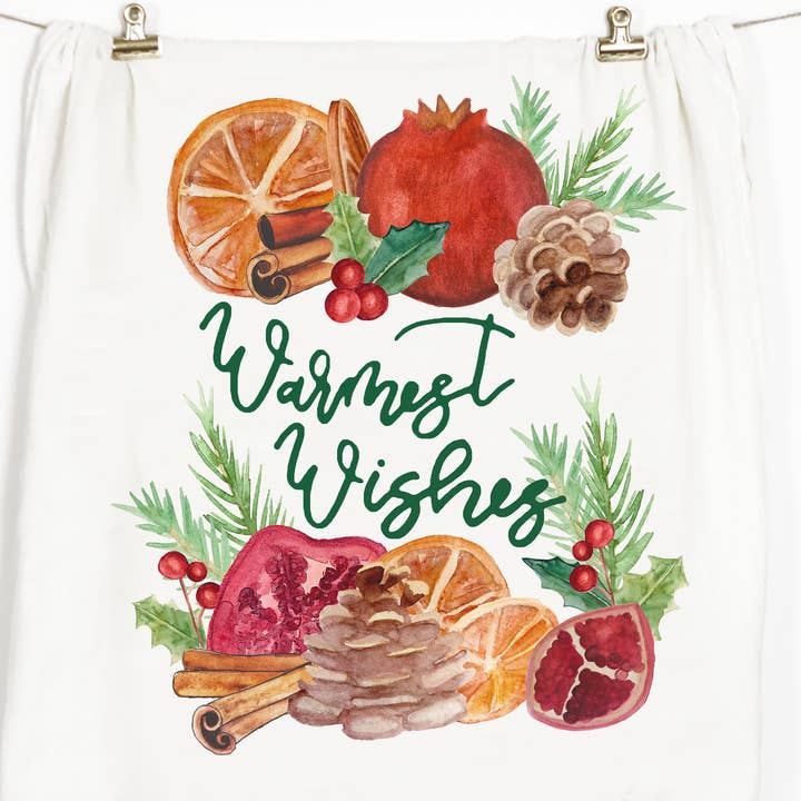 Warmest Wishes Tea Towel for wholesale by Honey Brush Design®