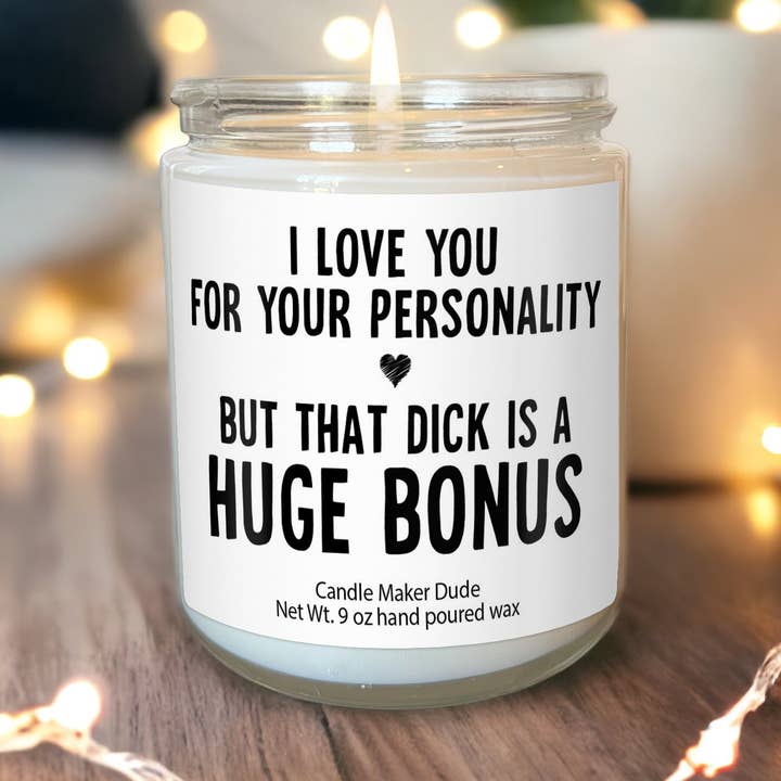 I love you for personality, gift for him, boyfriend gifts, gifts for men, gift for husband, funny gifts for him, Valentines day gifts for wholesale by Candle Maker Dude