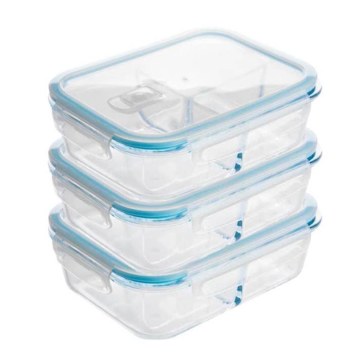 Lexi Home - Wholesale Food Storage Container - 51 oz. Glass Lock & Seal Containers with 3-Compartments