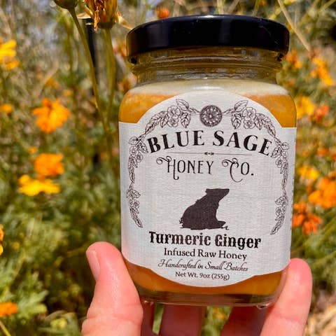 Blue Sage Honey Co. - Wholesale Honey - Turmeric Ginger Infused Raw Honey Organic Turmeric & Ginger