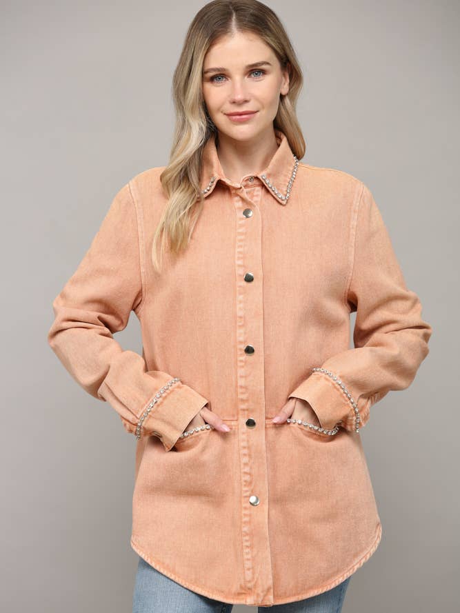 RHINESTONE APPLIQUES WASHED JEAN SHACKET FJ9247 for wholesale by FATE