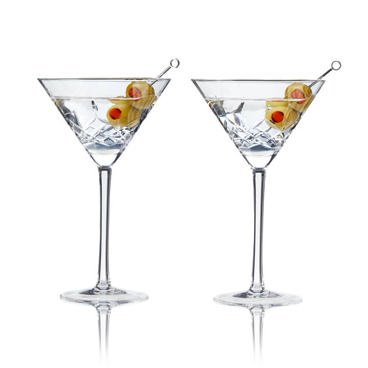 Viski - Wholesale Cocktail/Liquor Glass - Admiralâ„¢ Vintage-Style Crystal Martini Glasses - Set of 2