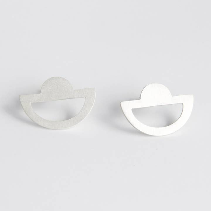 Sterling Silver Art Deco Double Semicircle Post Earrings for wholesale by tothemetal