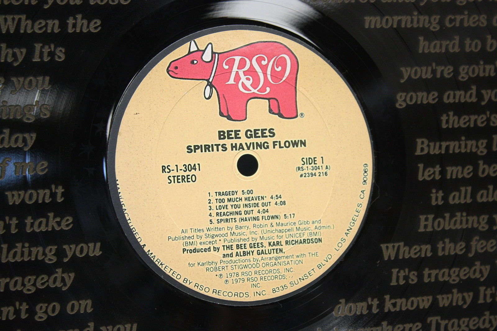 Gold Record Outlet – Großhandel 3D-Wandkunst – Bee Gees Vinyl-Schallplatte, geätzt, mit Künstlerliedern, Lyrics Ltd E, Schwarz2