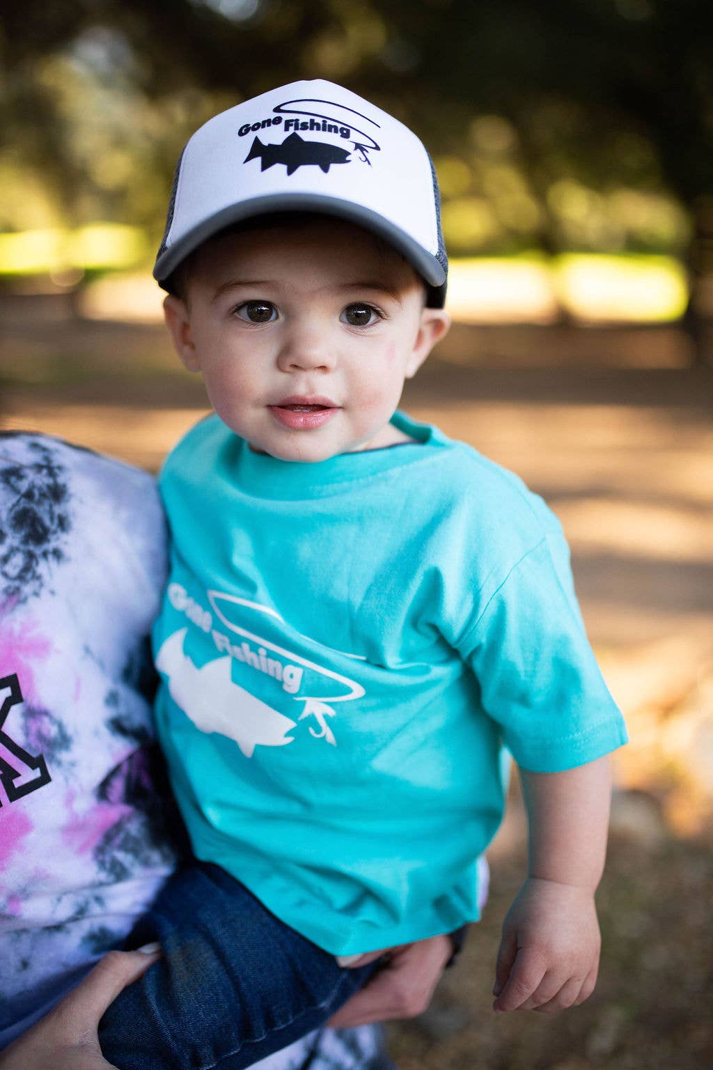 Outdoorable Apparel - Wholesale Kids Hat - Kids - Black with Black Gone Fishing Hat1