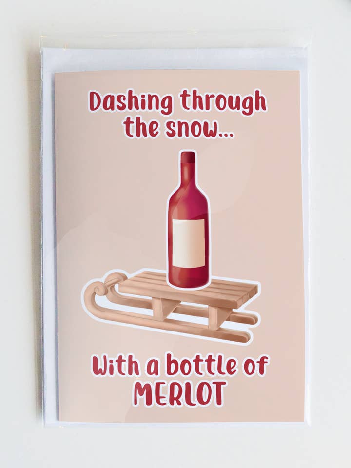Merlot | Funny Christmas Card | Sarcastic Holiday Card for wholesale by Join The Creative Side
