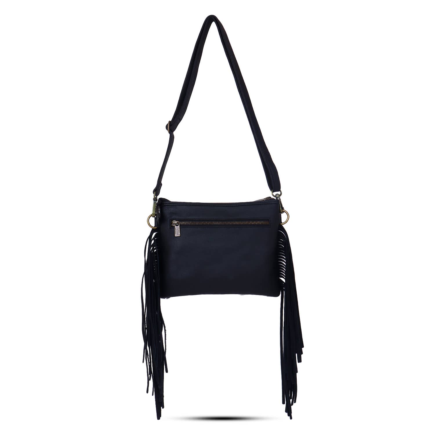 Sixtease Bags USA – Großhandel Umhängetasche - Damen – Damentuch aus Rindsleder mit Fransen - Schwarz Weiß1