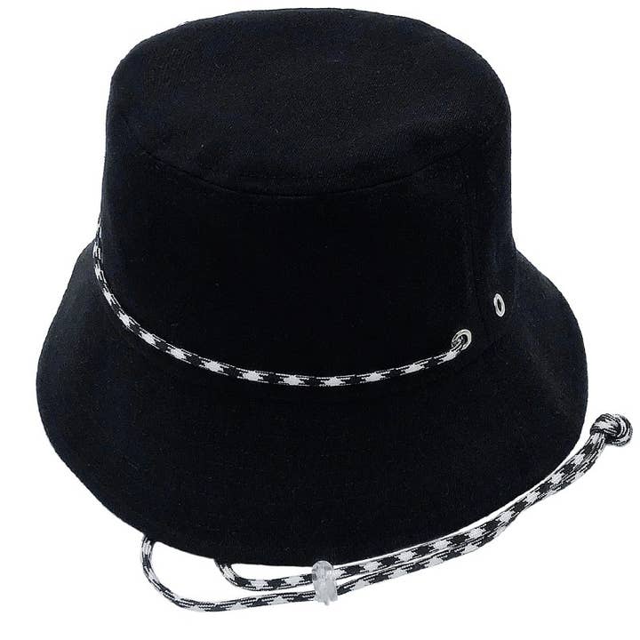 Fashion City - Wholesale Bucket Hat - Women's - Solid Chin String Cotton Safari Bucket Hat
