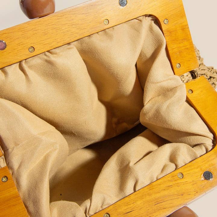 Anarchy Street - Vendita all'ingrosso Pochette - Donna - Borsa a mano con cornice in legno intrecciata in paglia3