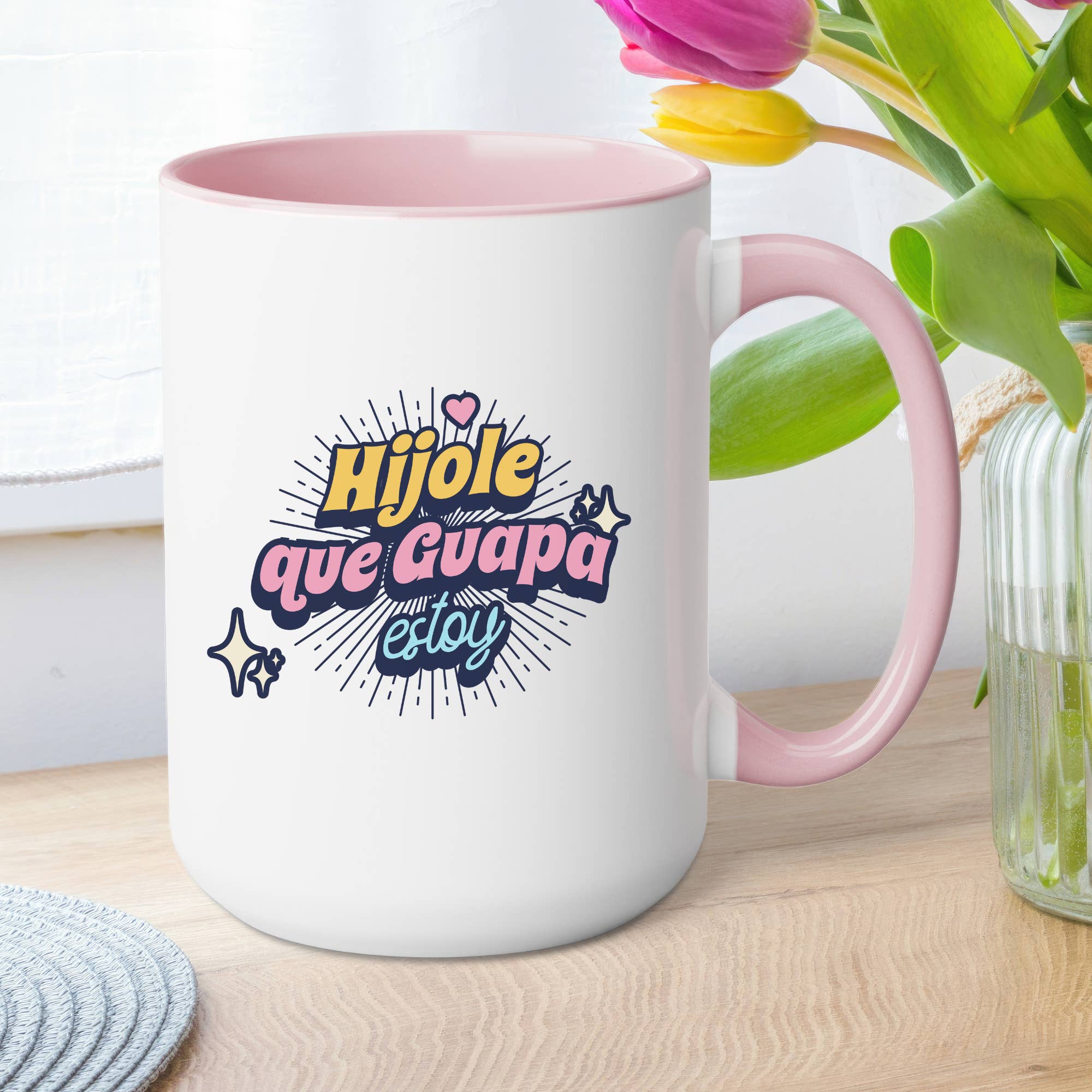 Bloom Designs - Wholesale Coffee Mug - Híjole Qué Guapa Estoy Mug – 15oz Cafesito Mug | Self-Love en Spanglish ☕💅✨
