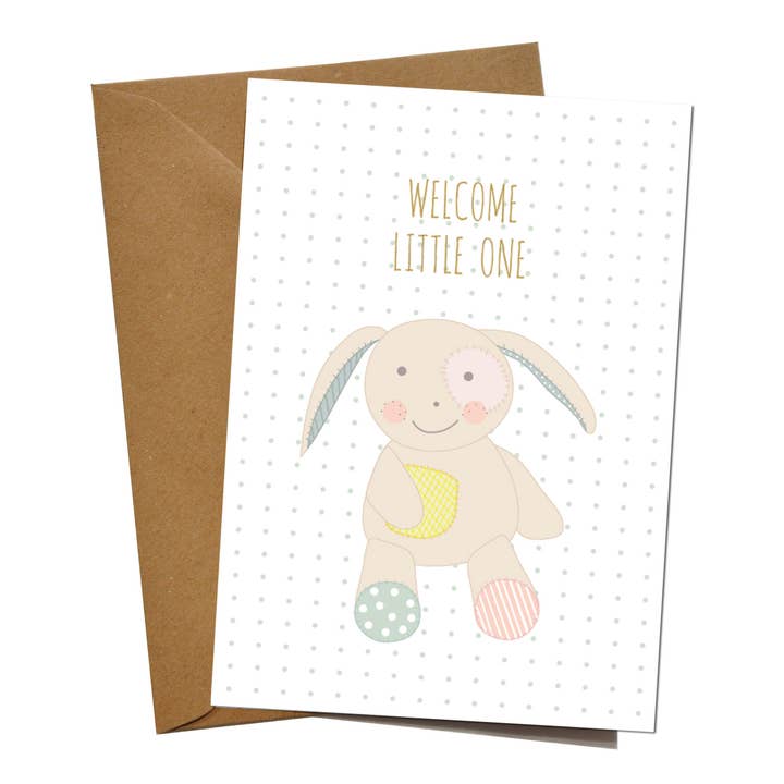 Biglietto di auguri «Welcome little one bunny» per la vendita all'ingrosso da parte di mimie & joe