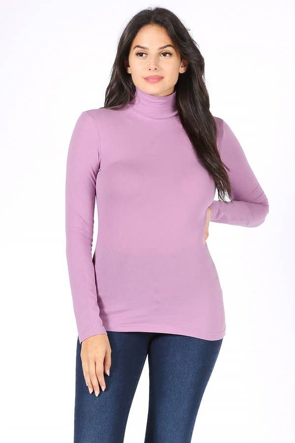 Color 5 - Wholesale T-Shirt - Women's - Solid color turtle neck long sleeve cotton lycra t shirt6