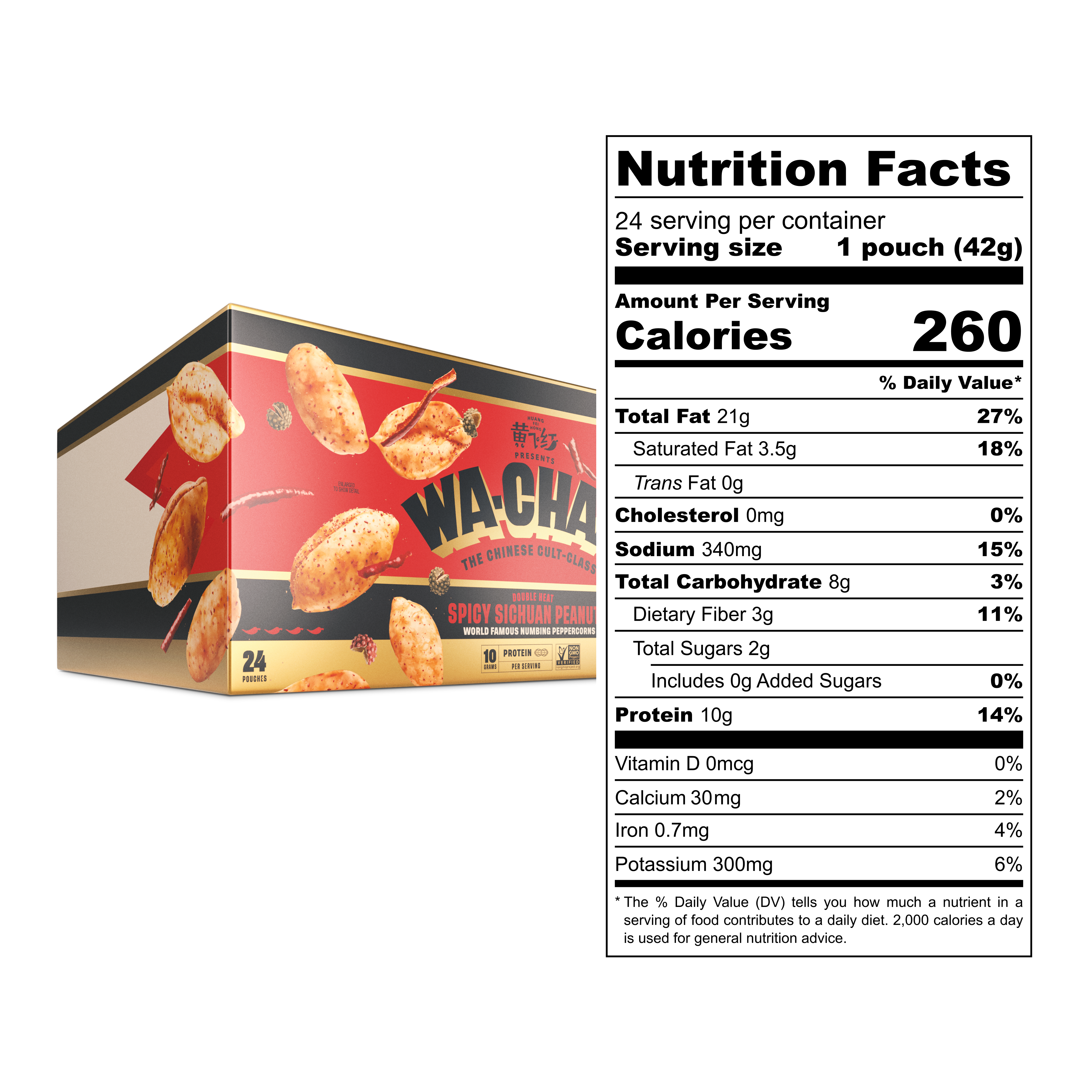 WA-CHAA! - Wholesale Nuts - WA-CHAA! Double Heat Spicy Sichuan Peanuts - 24 pack x 1.5oz1