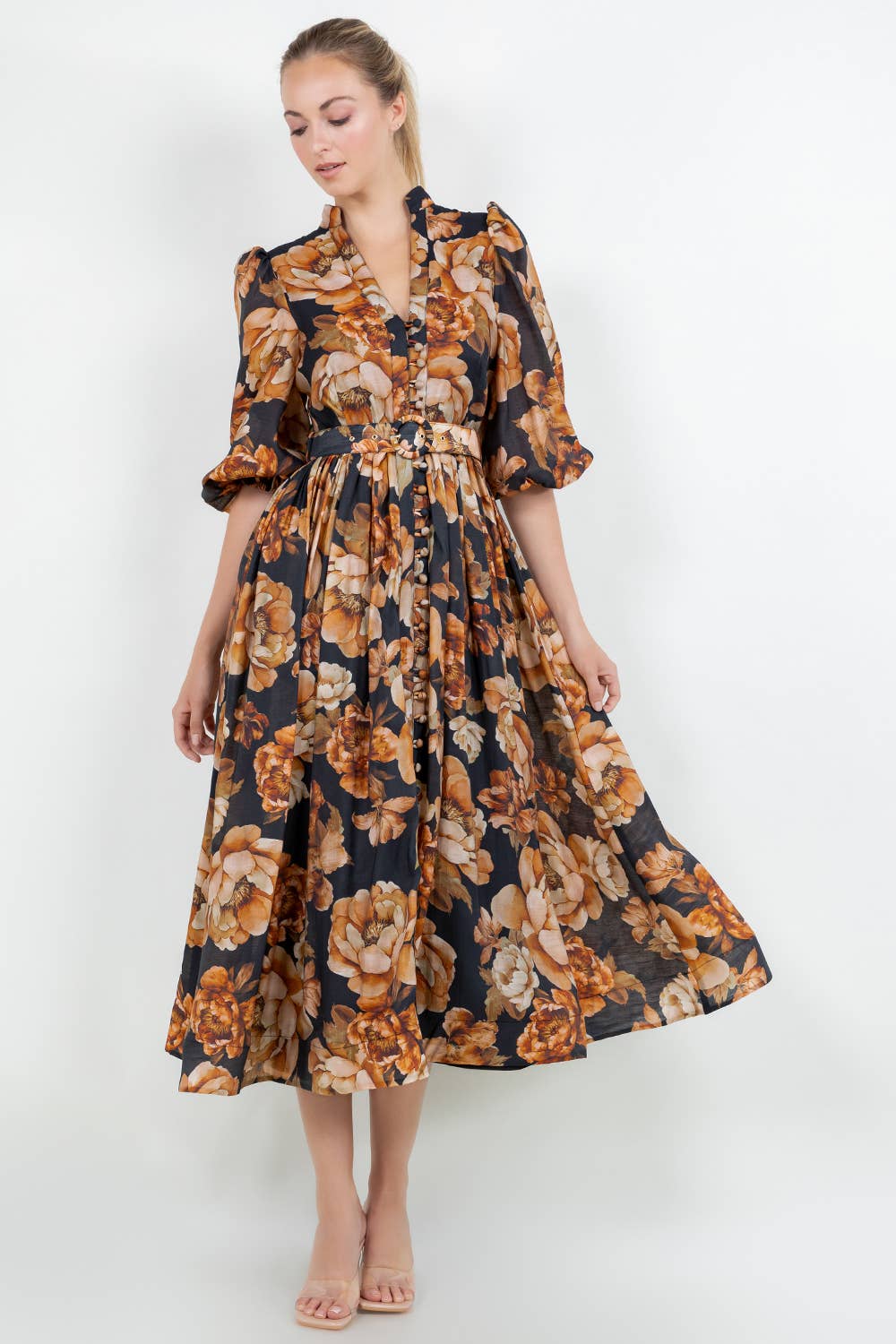 Noir DM4525 - Robe Imprimée à Fleurs en vente sur Faire1