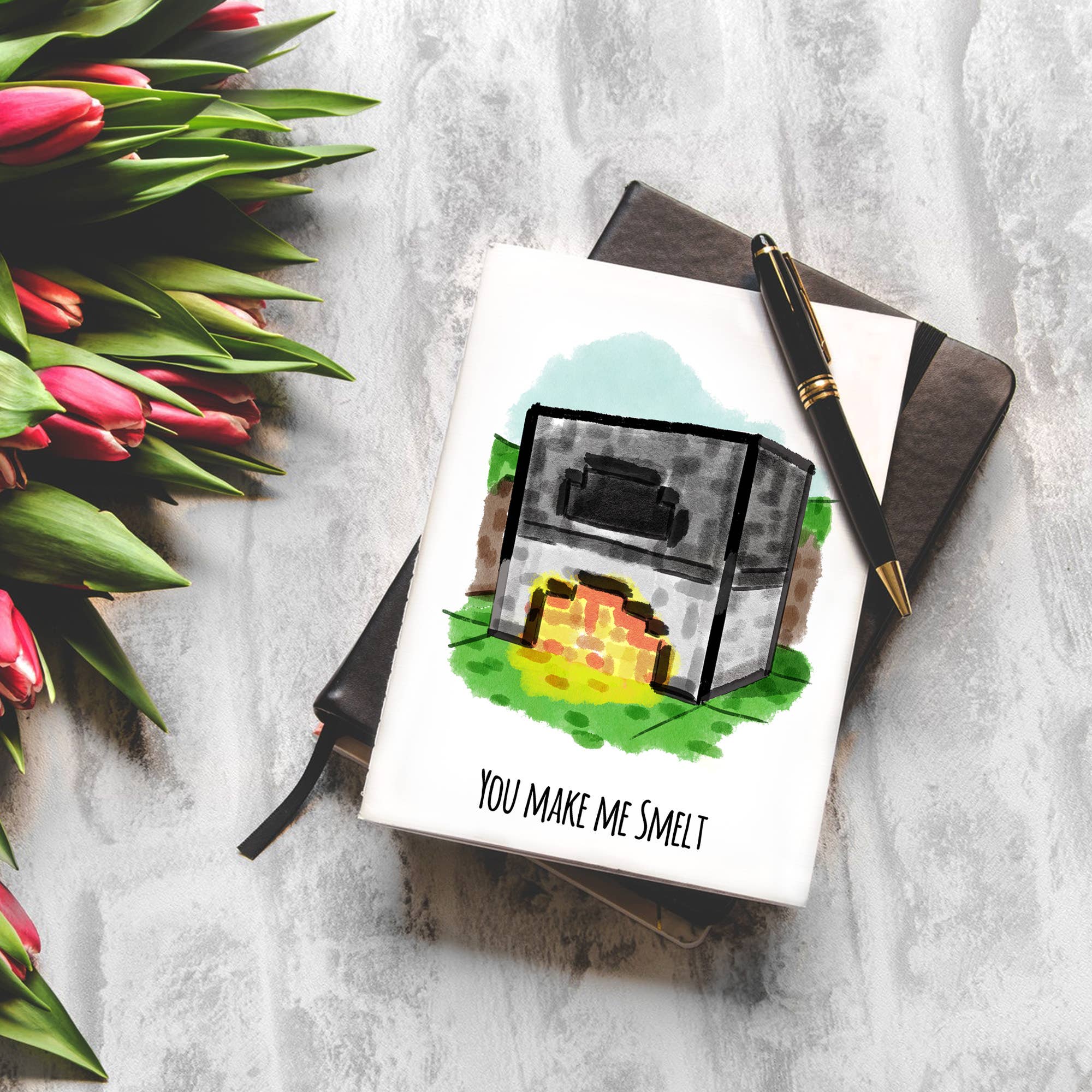 Aaron Millard Illustration - Wholesale Valentine's Day Card - "Make me Smelt" - Block World Gamer Celebration Card3