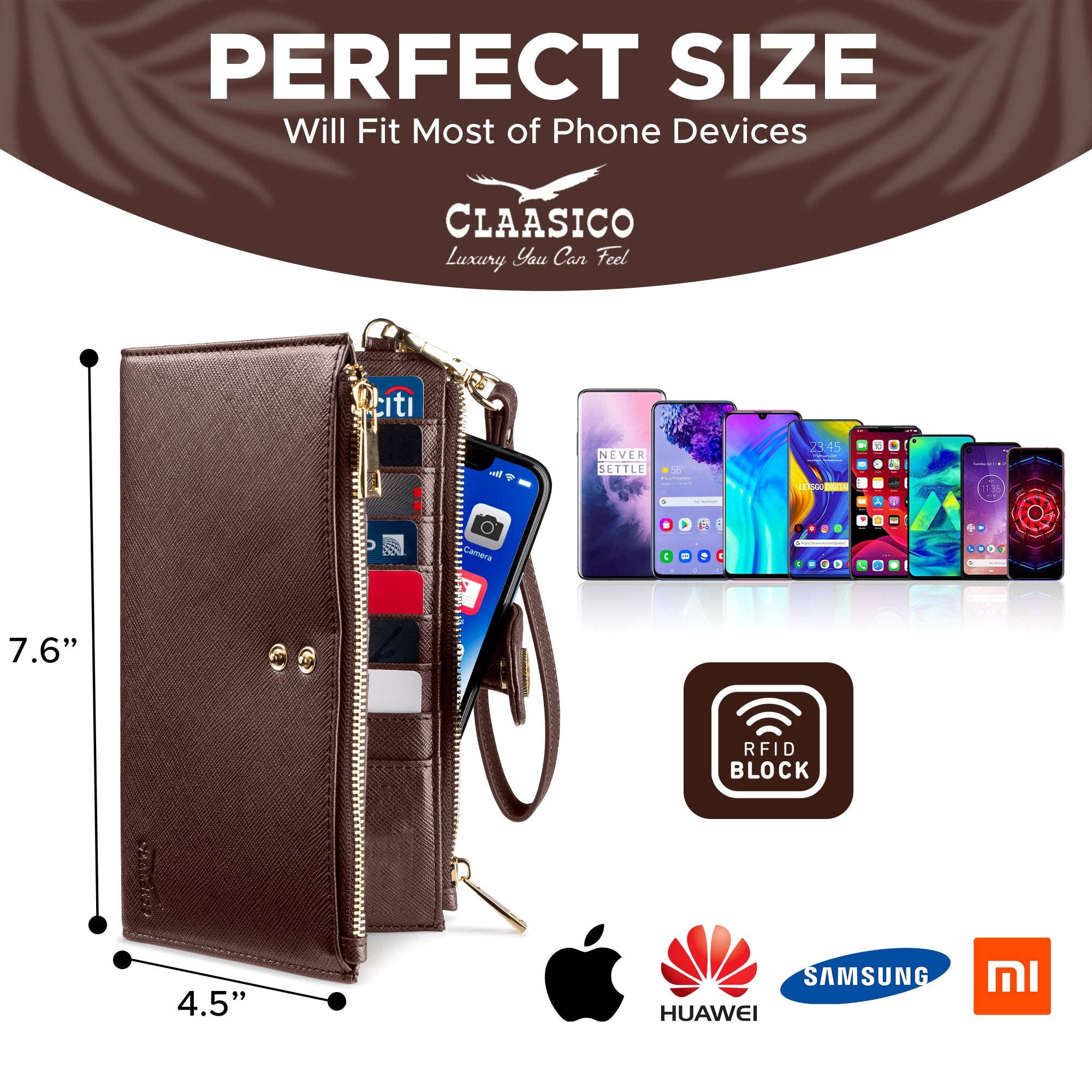 Claasico - Wholesale Phone Wallet - Women's - Women’s RFID wristlet wallet phone holder31