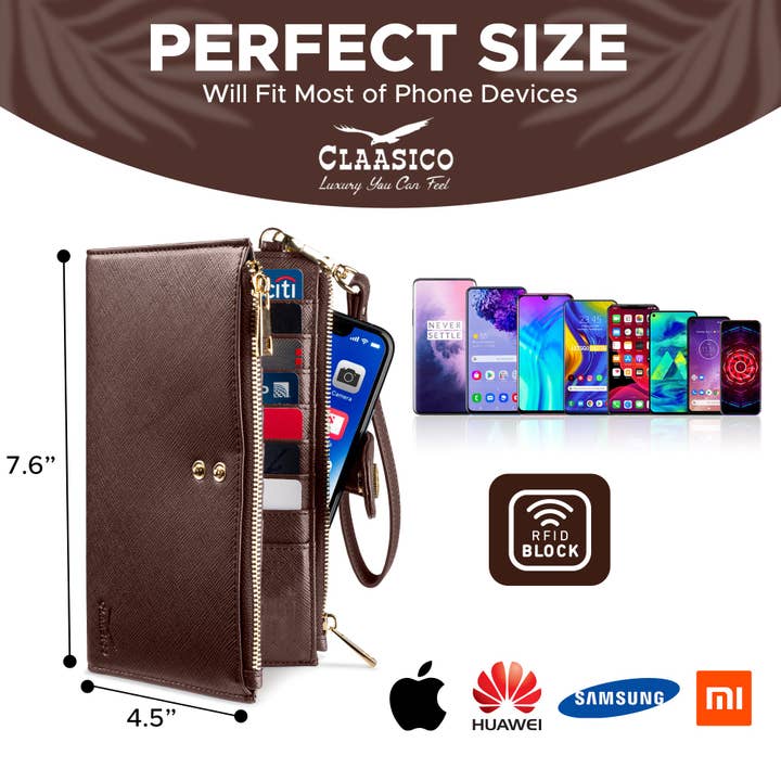 Claasico - Wholesale Phone Wallet - Women's - Women’s RFID wristlet wallet phone holder31